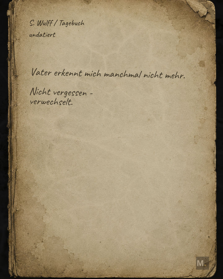 Tagebuchfragment S. Wulff