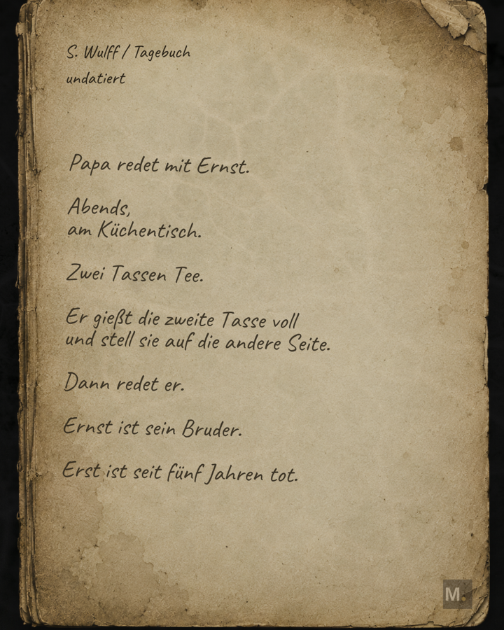 Tagebuchfragment S. Wulff über Ernst